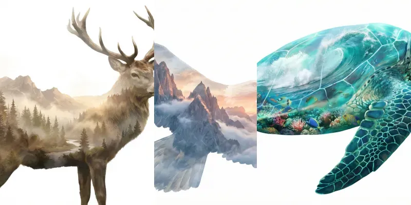 Double Exposure Nature Art generated by undefined