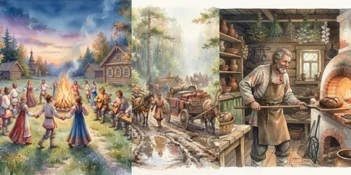 Ancient Russia Watercolor Illustrations generated by gemini-image