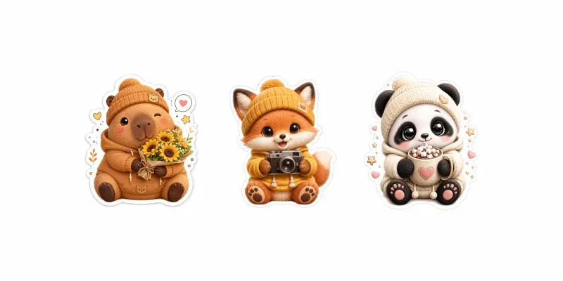Cute Cozy Animal Stickers generated by undefined