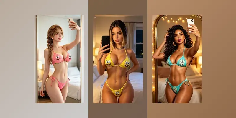 Cartoon Bikini Mirror Selfies generated by undefined
