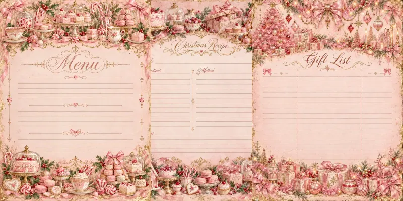 Pink Coquette Christmas Journal Pages