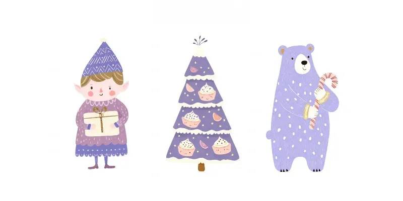 Pastel Monochrome Christmas Clipart generated by undefined