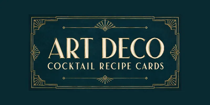 Art Deco Cocktail Recipe Cards generated by undefined