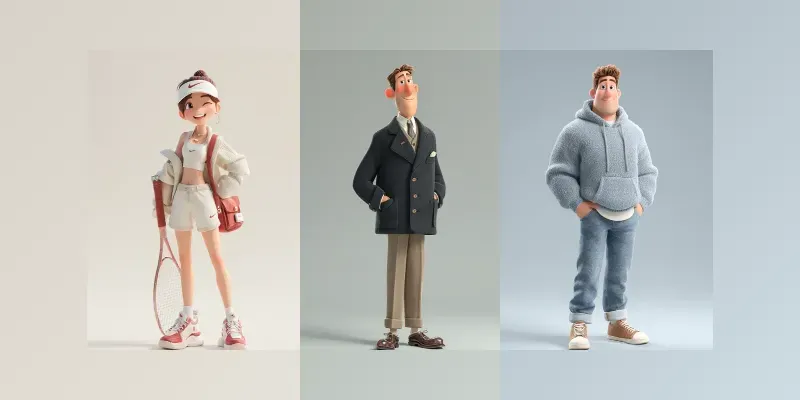 Design Pixar Style 3D Characters generated by undefined