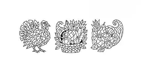Cubist Thanksgiving Day Coloring Books generated by chatgpt-image
