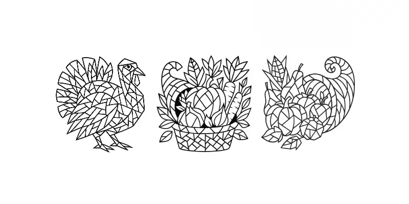 Cubist Thanksgiving Day Coloring Books