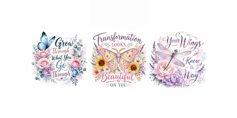 Inspirational Butterfly Floral Tee Art generated by undefined
