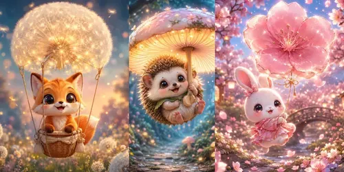 Whimsical Kawaii Fantasy Mascot Art Sets generated by chatgpt-image