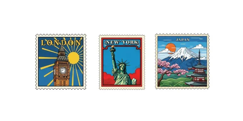 Antique Postage Stamp Illustrations generated by undefined