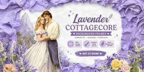 Lavender Cottagecore Background Frames generated by midjourney