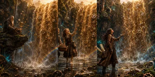 Surreal Gear Waterfall Landscapes generated by chatgpt-image