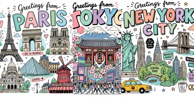 Whimsical Travel City Tshirts generated by undefined