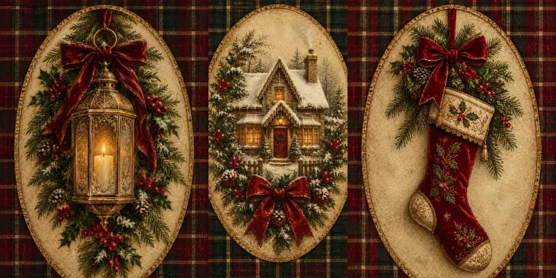 Victorian Tartan Christmas Wall Art