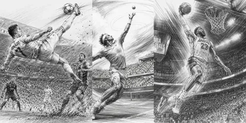 Dynamic Pencil Sports Action Sketches generated by chatgpt-image