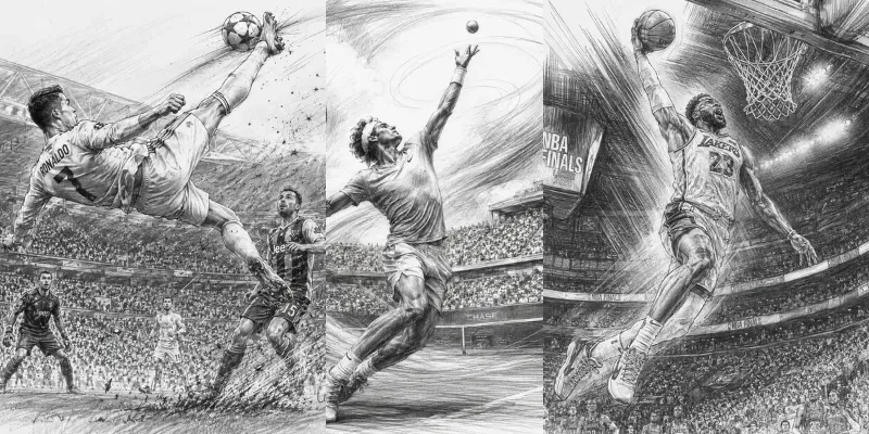 Dynamic Pencil Sports Action Sketches generated by undefined