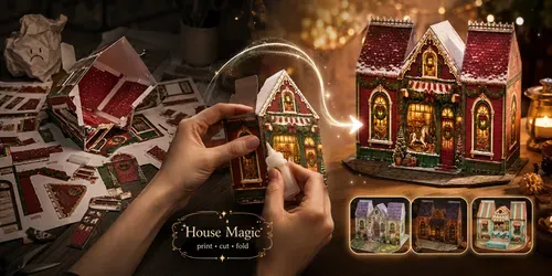 Printable 3D Papercraft House Templates generated by chatgpt-image