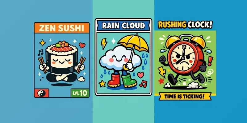 Whimsical Flat Vector Trading Cards generated by undefined