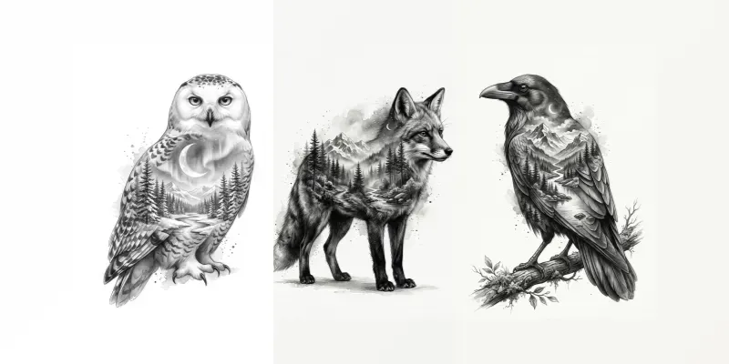 Monochrome Double Exposure Art generated by undefined