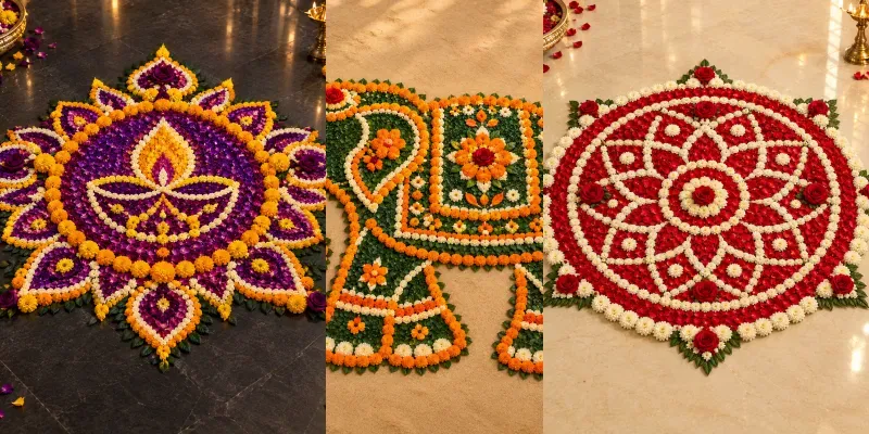 Vibrant Floral Rangoli Templates