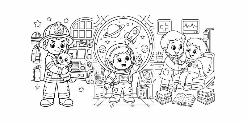 Cute Kids Coloring Book Page Generator generated by undefined