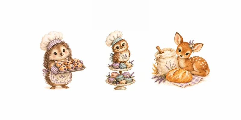 Cozy Woodland Baker Characters