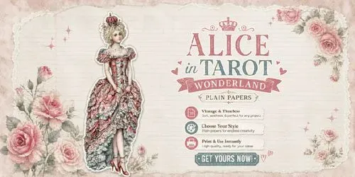 Alice In Tarot Wonderland Plain Papers generated by midjourney