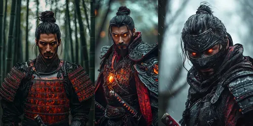 Epic Fantasy Crimson Ronin Portraits generated by midjourney