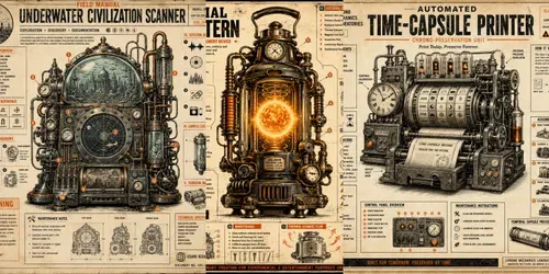 Retrofuturistic Fictional Invention Men generated by chatgpt-image