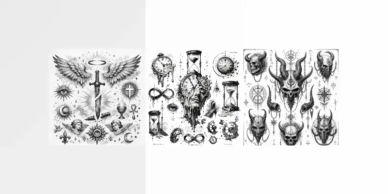 Dark Symbolic Tattoo Flash Sheets generated by undefined