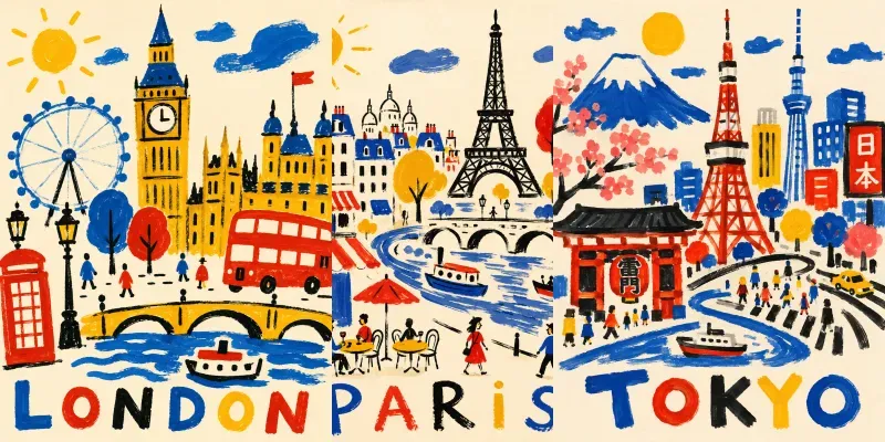 Hand Drawn Travel Posters generated by undefined