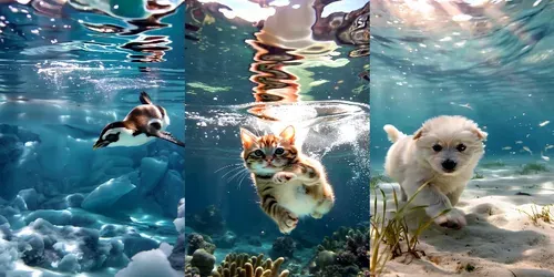 Underwater Animal Video Templates generated by kling