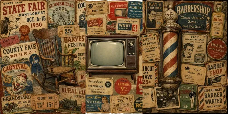 Retro Americana Ephemera Collage Art generated by undefined