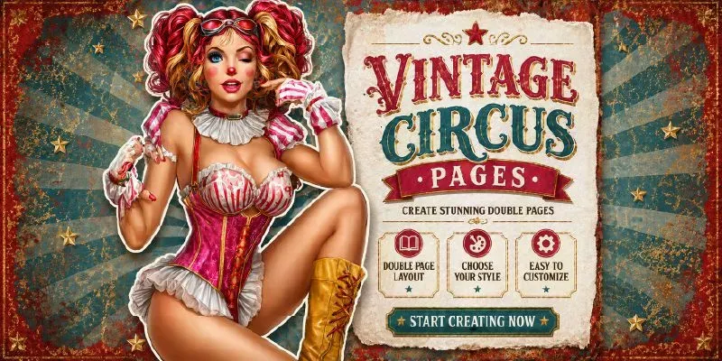 Vintage Circus Girl Double Pages generated by undefined