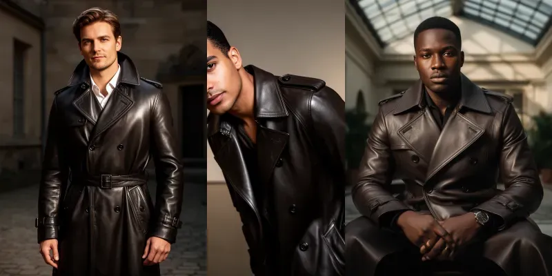 Tailored Leather Trench Portraits generated by undefined