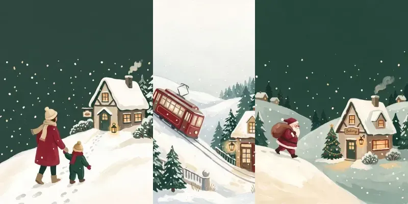 Gouache Holiday Card Scenes