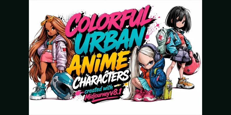 Colorful Urban Anime Characters generated by undefined