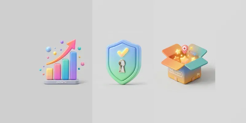 3D Tech Business App Icons Studios