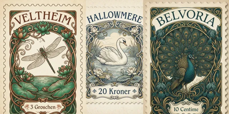 Art Nouveau Postage Stamp Design Generator