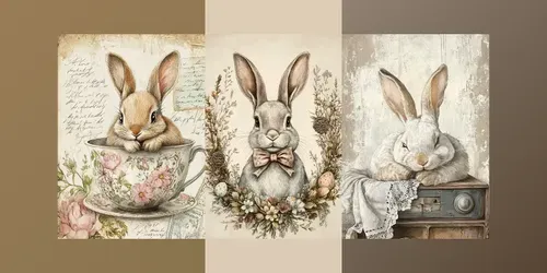 Vintage Easter Bunny Greeting Cards generated by midjourney