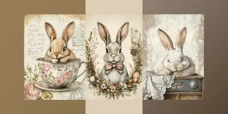 Vintage Easter Bunny Greeting Cards generated by undefined