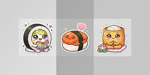 Kawaii Sushi Reward Planner Stickers generated by gemini-image