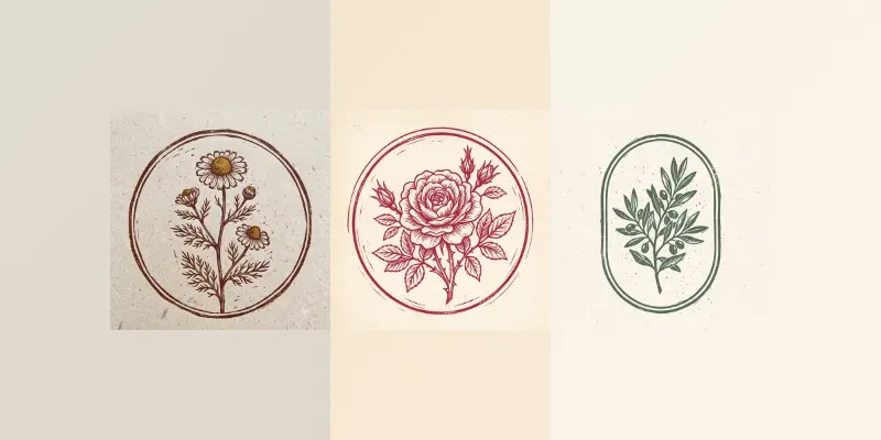 Minimalist Botanical Linocut Stamps generated by undefined