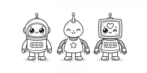 Kawaii Robot Coloring Pages generated by gemini-image