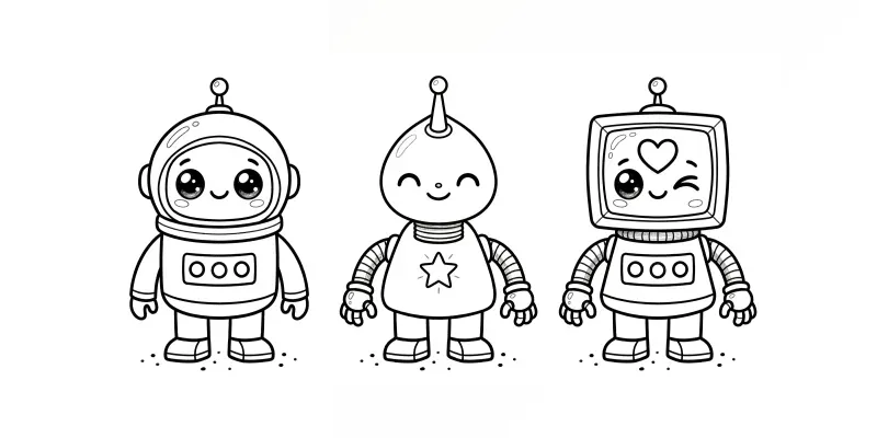 Kawaii Robot Coloring Pages generated by undefined