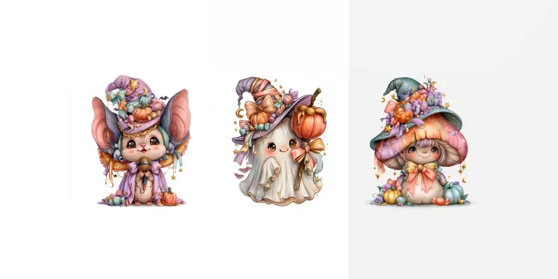 Pastel Kawaii Halloween Cliparts generated by undefined