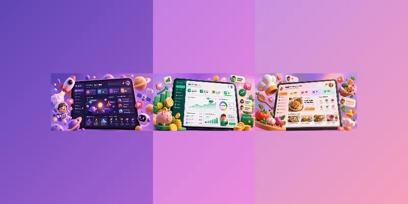 3D Tablet UI Dashboard Mockups