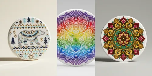 Ceramic Coaster Mandala Pattern Designs generated by gemini-image