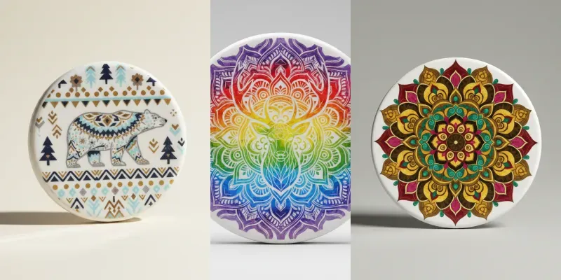 Ceramic Coaster Mandala Pattern Designs generated by undefined