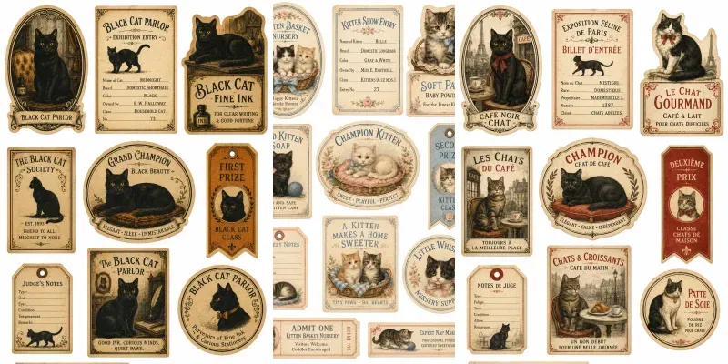 Vintage Cat Lover Ephemera Sheets generated by undefined