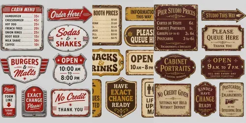 Vintage Booth Signage Sheets generated by chatgpt-image